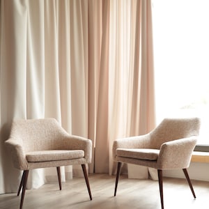 Pair of cocktail vintage polka dot white orange chairs mid century modern design 1960