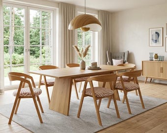 Scandinavian modern oak dining chairs Mediterranean jaquard set of 6 handcraft bentwood