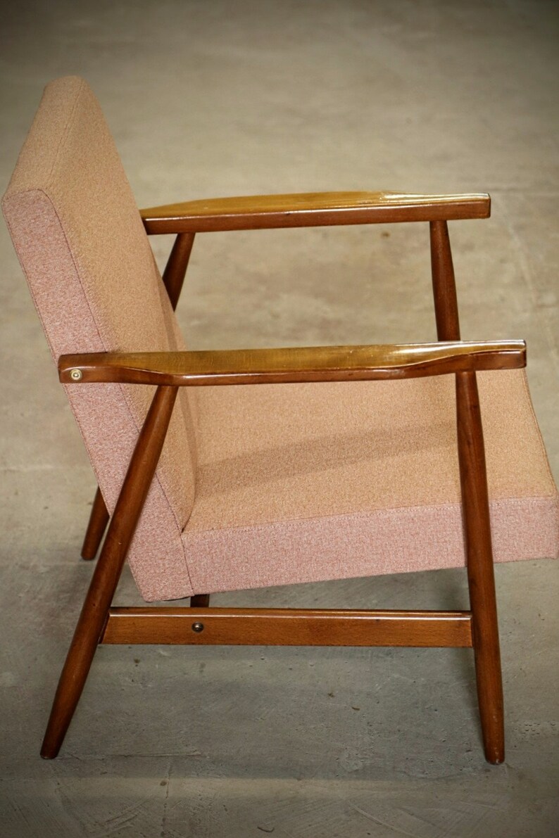 Vintage Chair Modern Design Armchair Scandinave Apricot 1970 Etsy UK