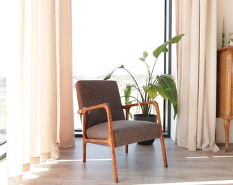 Vintage armchair chocolate granola mid century modern design 1960
