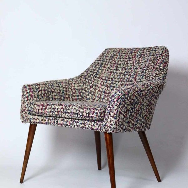 Fauteuil vintage, chaises de studio, Nueage bouclé 1960, original, milieu du siècle, chaises de salon modernes, fauteuils de design post-moderne, style bohème