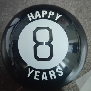 Custom magic 8 ball, 20 ANSWERS, 8 years anniversary gift, custom 8 ball, custom your answers on D20 with Classic 8 logo