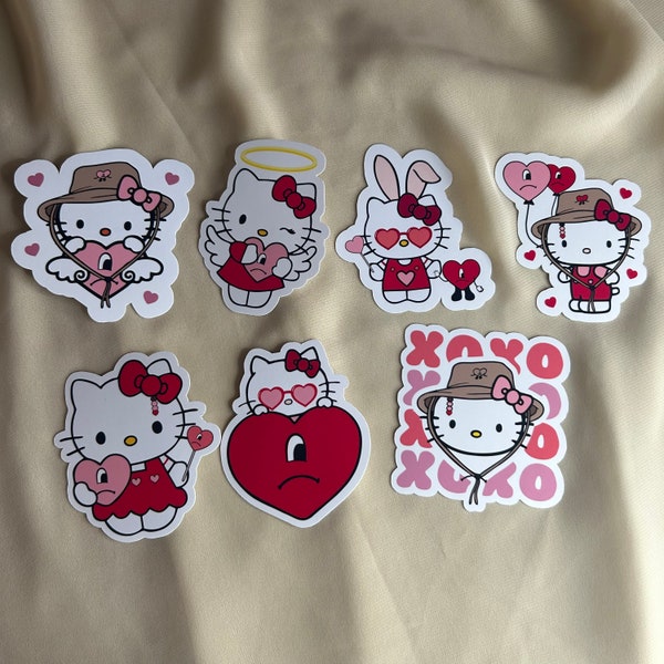 Hello Kitty x Bad Bunny x Valentines stickers