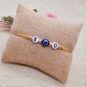 Bracelet en macramé Evil Eye avec carte porte-bonheur - Bracelet porte-bonheur Nazar