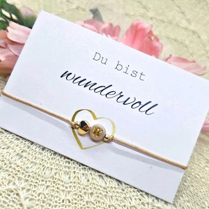 Pulsera de macramé personalizada - pulsera de filigrana con letras y corazón