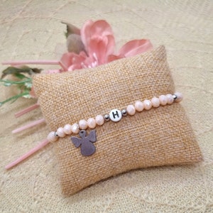 Pulsera personalizada de perlas de ángel de la guarda con colgante - pulsera con letra