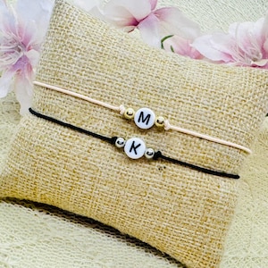 Pulsera inicial de pareja elástica - pulsera de filigrana con letra