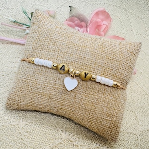 Pulsera inicial con colgante de corazón - pulsera de filigrana personalizada - pulsera de pareja