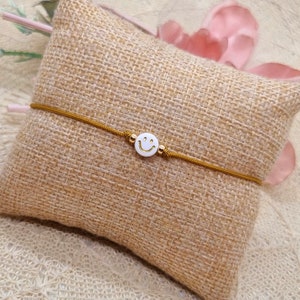 Bracciale macramè Happy Smiley in oro bianco con biglietto Keep Smiling