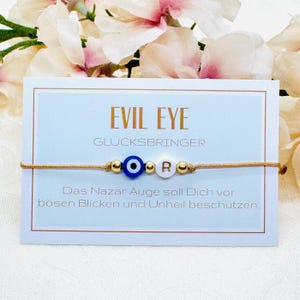 Pulseira personalizada de macramê Evil Eye, incluindo cartão - Pulseira Nazar Lucky Charm - Pulseira de proteção - Presente de nascimento