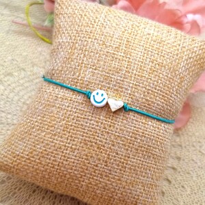 Bracciale elastico con faccina con cuore in oro - braccialetto in filigrana con biglietto di auguri