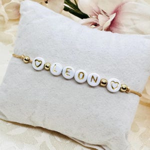 Pulsera de macramé personalizada con dos corazones - pulsera de amistad con letras - pulsera con nombre