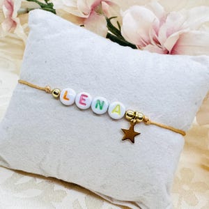 Pulsera de macramé personalizada colorida con encanto de estrella - pulsera de amistad con letras - pulsera con nombre