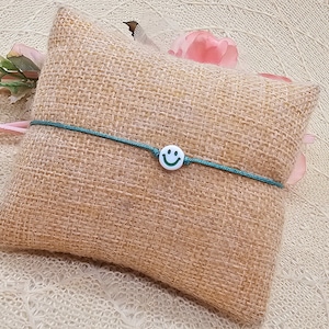 Bracciale macramè Happy Smiley verde con biglietto Keep Smiling - braccialetto da uomo