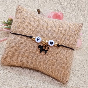 Pulsera de gatito personalizada con corazón - delicada pulsera de macramé mascota