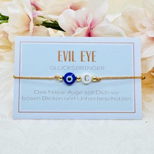 Personalisiertes Evil Eye Makramee Armband inkl. Kärtchen - Nazar Glücksbringer Armband