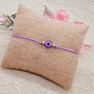 Evil Eye Makramee Armband lila inkl. Glücksbringer Kärtchen - Nazar Glücksbringer Armband