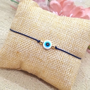 Bracelet en macramé Evil Eye avec carte porte-bonheur - Bracelet porte-bonheur blanc Nazar
