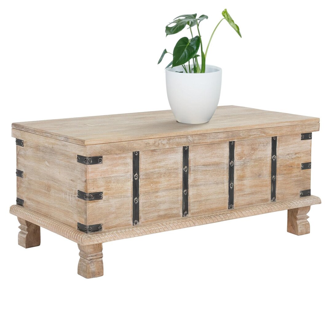 Table basse 100x44x50 cm nature/blanc en bois de manguier WOMO-Design