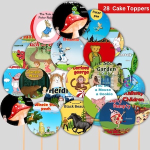 Boy Baby shower decor,Cupcake Toppers ,Storybook Baby shower Decor // storybook Cupcake Toppers// horrible histories//  Printable
