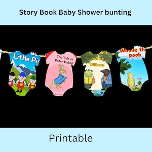 Storybook Baby shower Banner| torybook Onesie Decor, Baby Shower Onesie Banner, Storybook Birthday Party Decoration|DIGITAL DOWNLOAD|CUSTOM
