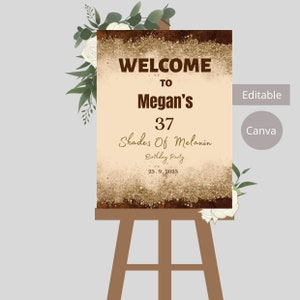 Shades of Melanin Birthday Welcome Sign,  Brown Agate Birthday Welcome Sign, Printable, Editable,  Instant Download-2