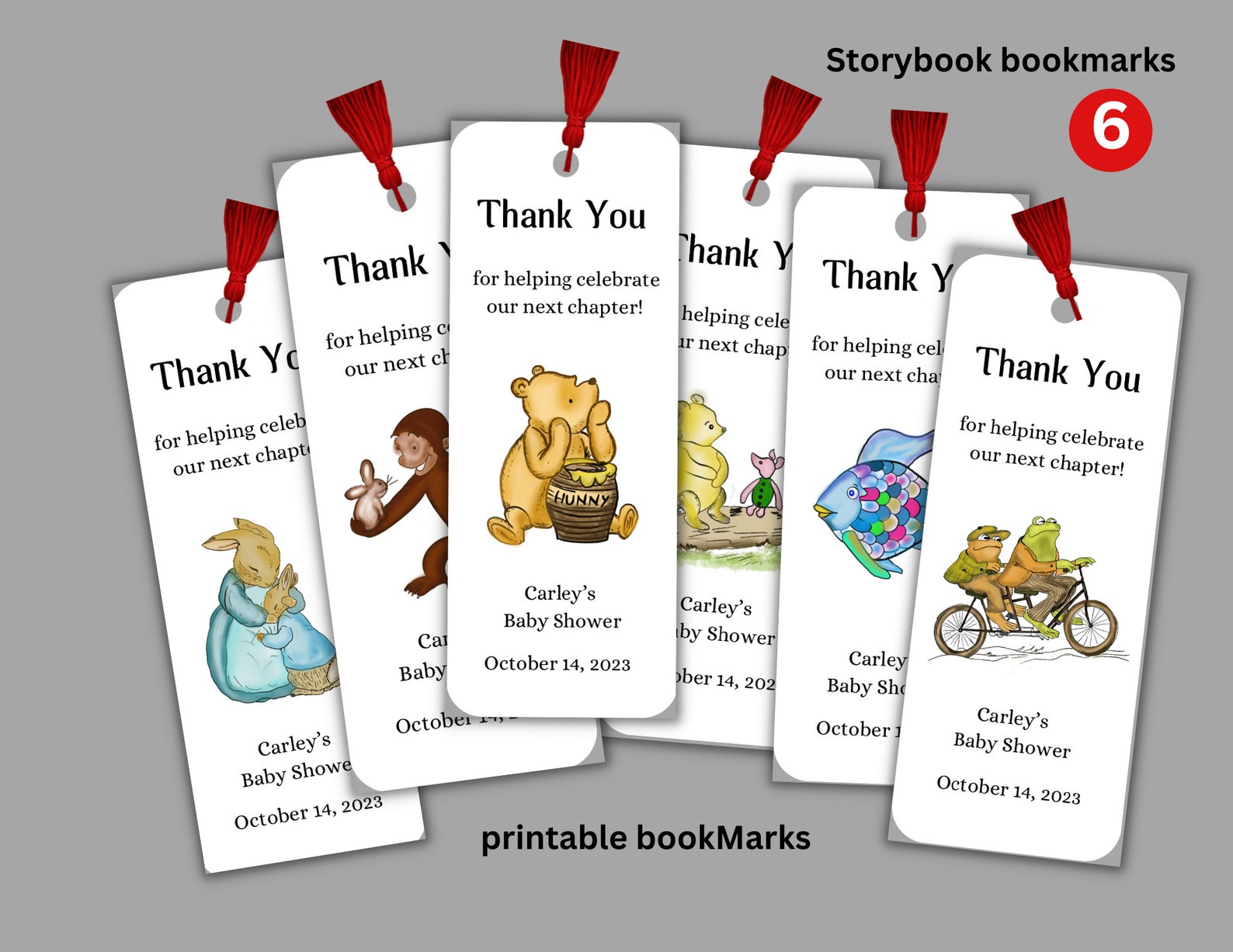 Digital Download Storybook Baby Shower Bookmark, Bookmark Favors, Baby ...