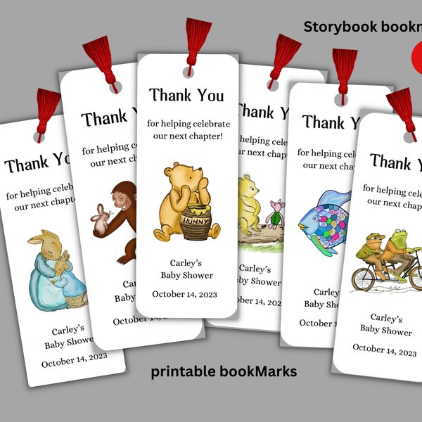 Digital Download Storybook Baby Shower Bookmark, Bookmark Favors, Baby Shower Bookmark Favors, Baby Shower Ideas, Storybook Birthday Party-2