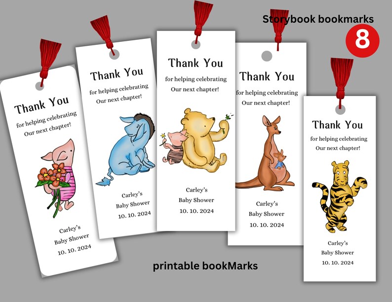 Digital Download Storybook Baby Shower Bookmark, Bookmark Favors, Baby ...