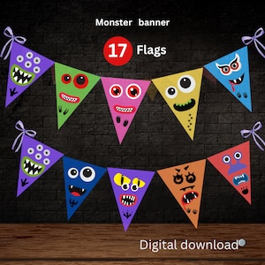 Monsters Party Banner, Inc Garland Banner, Monster Birthday, Boo, Decoration, Sully, Scare Floor, Digital, Printable, Instant Download Canva