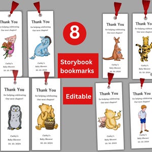 Digital Download Storybook Baby Shower Bookmark, Bookmark Favors, Baby ...