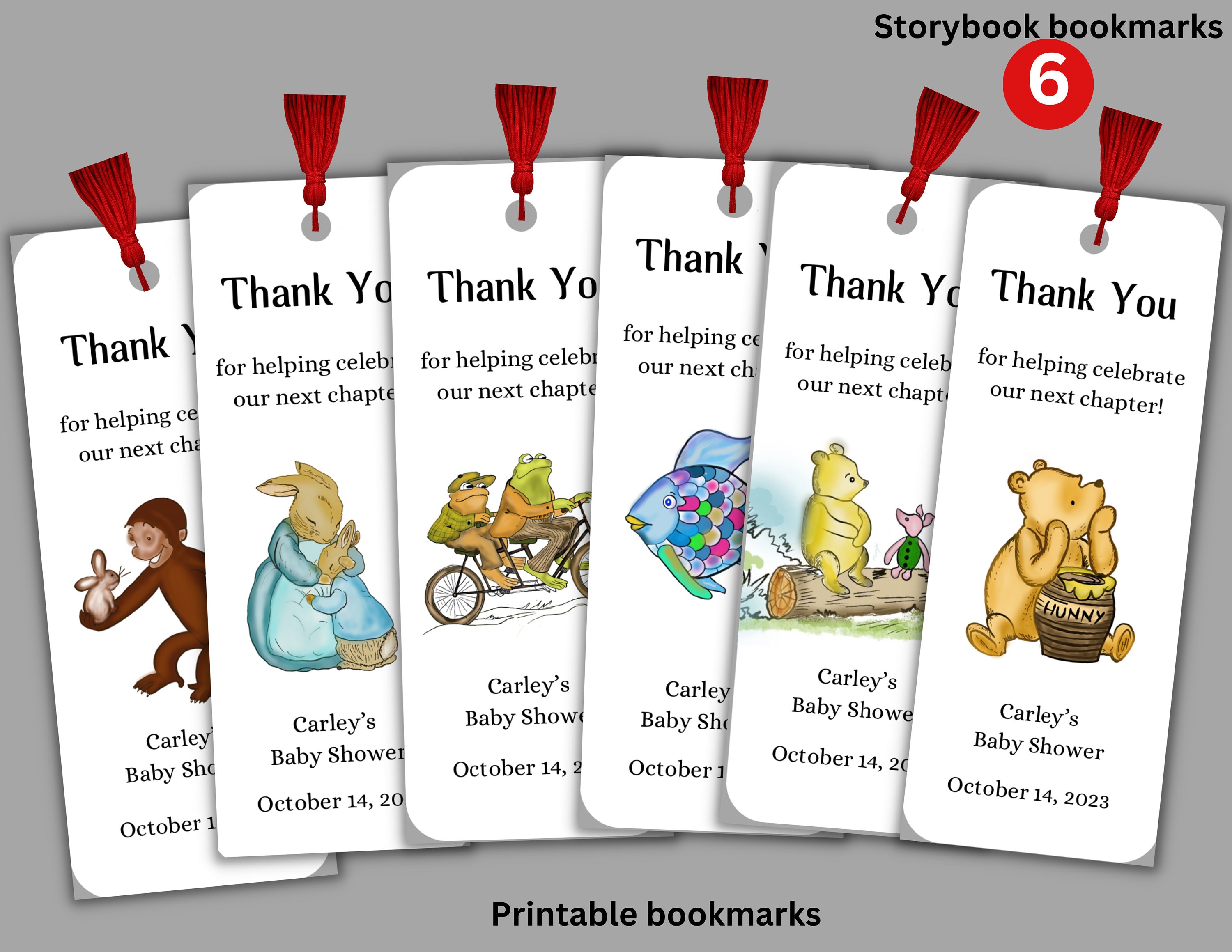 Digital Download Storybook Baby Shower Bookmark, Bookmark Favors, Baby Shower Bookmark Favors