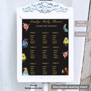 Storybook seating chart|storybook welcome sign|storybook character poster|storybook baby shower |storybook Backdrop|seating chart sign