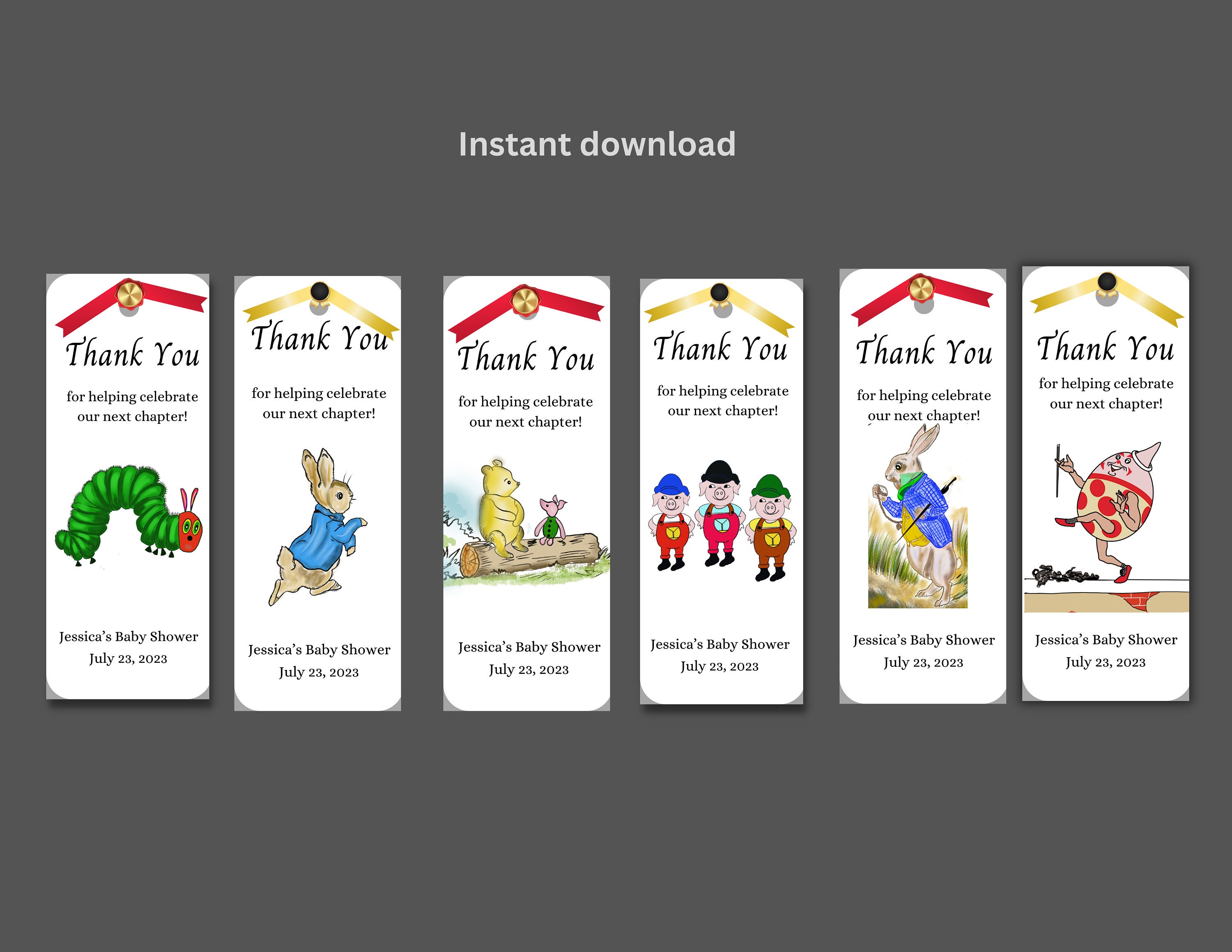 Digital Download Storybook Baby Shower Bookmark, Bookmark Favors, Baby ...