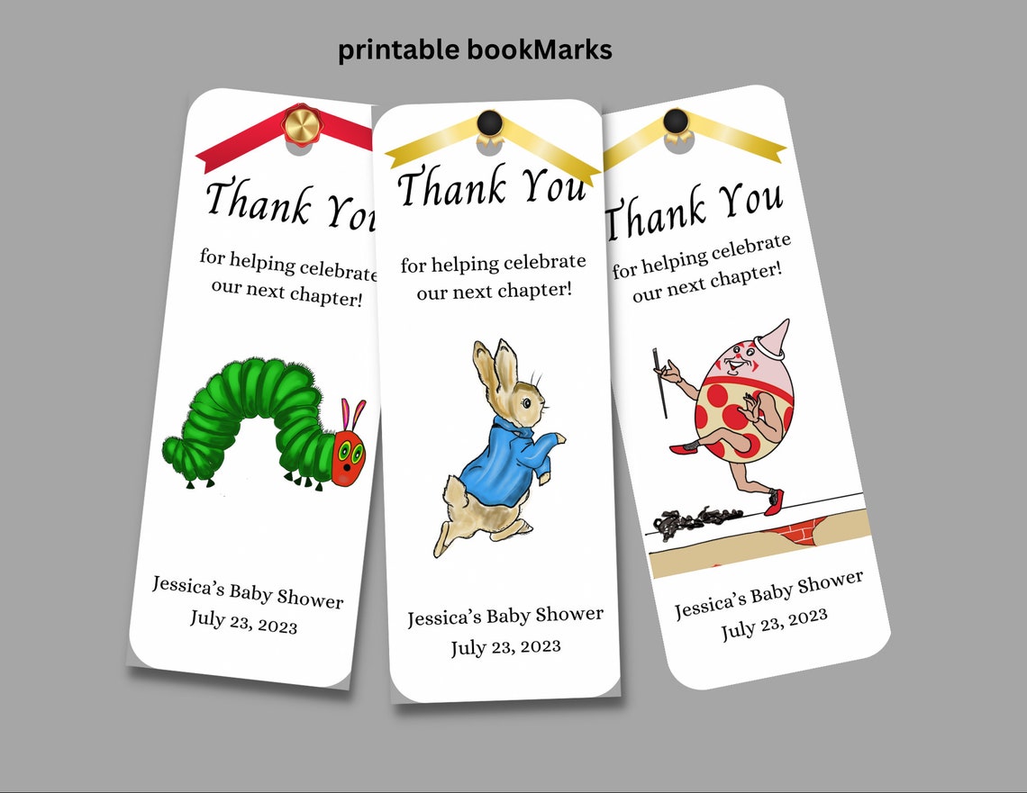 Digital Download Storybook Baby Shower Bookmark Bookmark Etsy