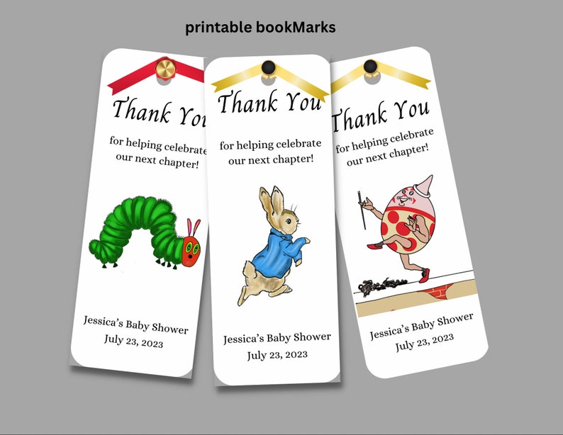 Digital Download Storybook Baby Shower Bookmark, Bookmark Favors, Baby ...