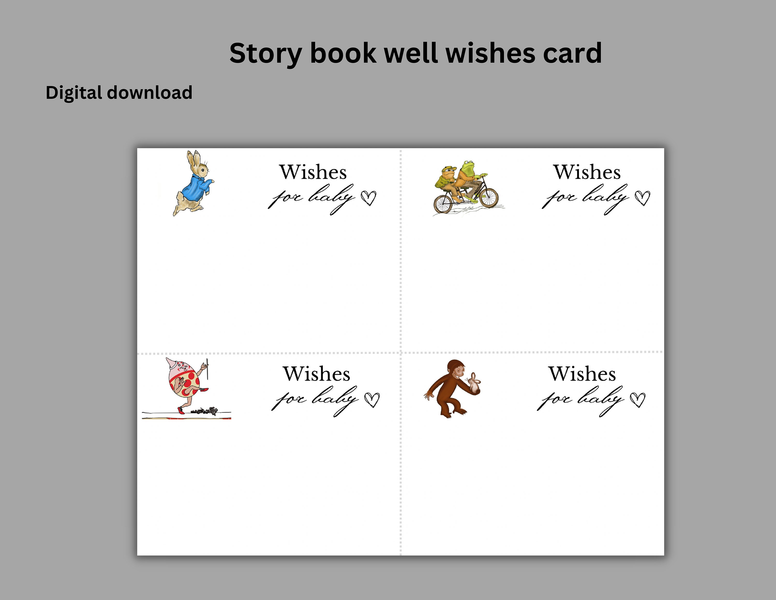 Digital Download Storybook Baby Shower Well Wishes Cards Etsy