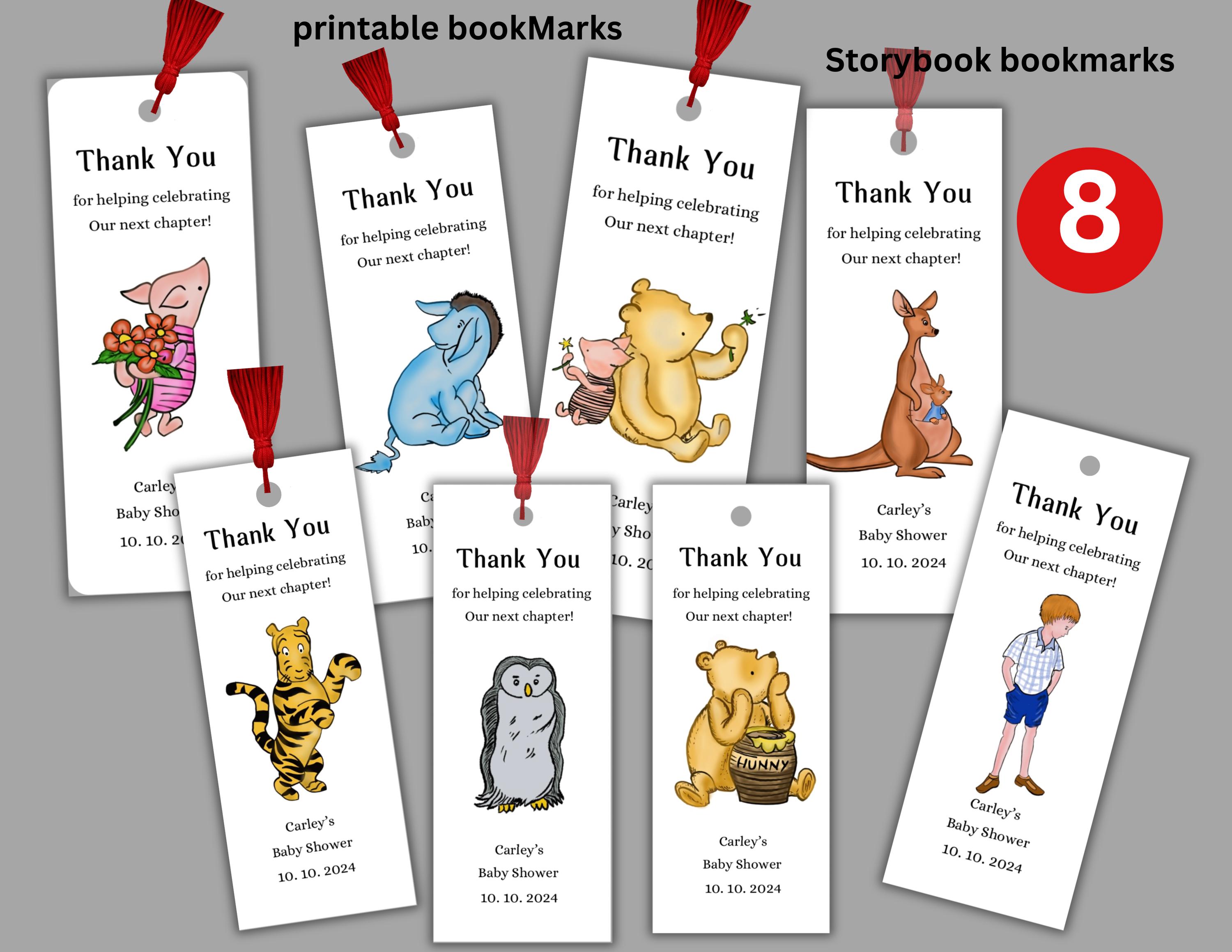 Digital Download Storybook Baby Shower Bookmark, Bookmark Favors, Baby ...