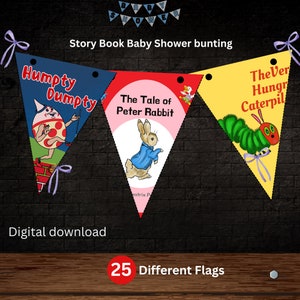 Storybook Bunting paper Bunting Book Birthday Book Bunting book Garland Book Party  printable Banner Storybook Garland Storybook Shower Gift