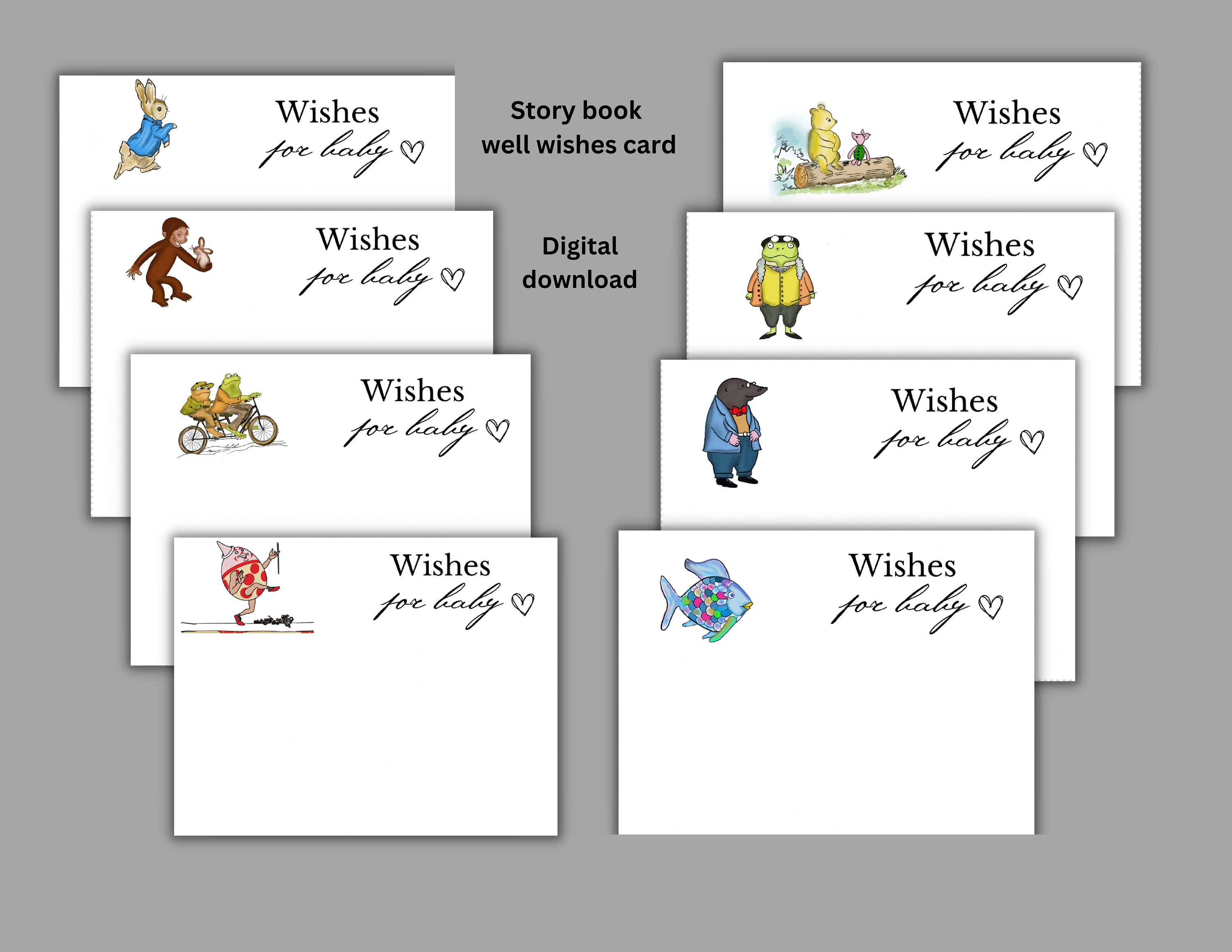 Digital Download Storybook Baby Shower Well Wishes Cards Etsy