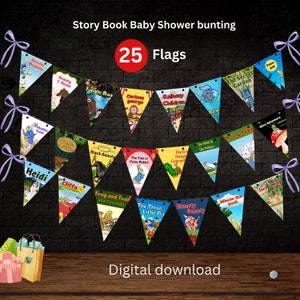 STORYBOOK BABY SHOWER Bunting//Printable Storybook Banner//Instant Download//Digital Download Storybook Banner -1