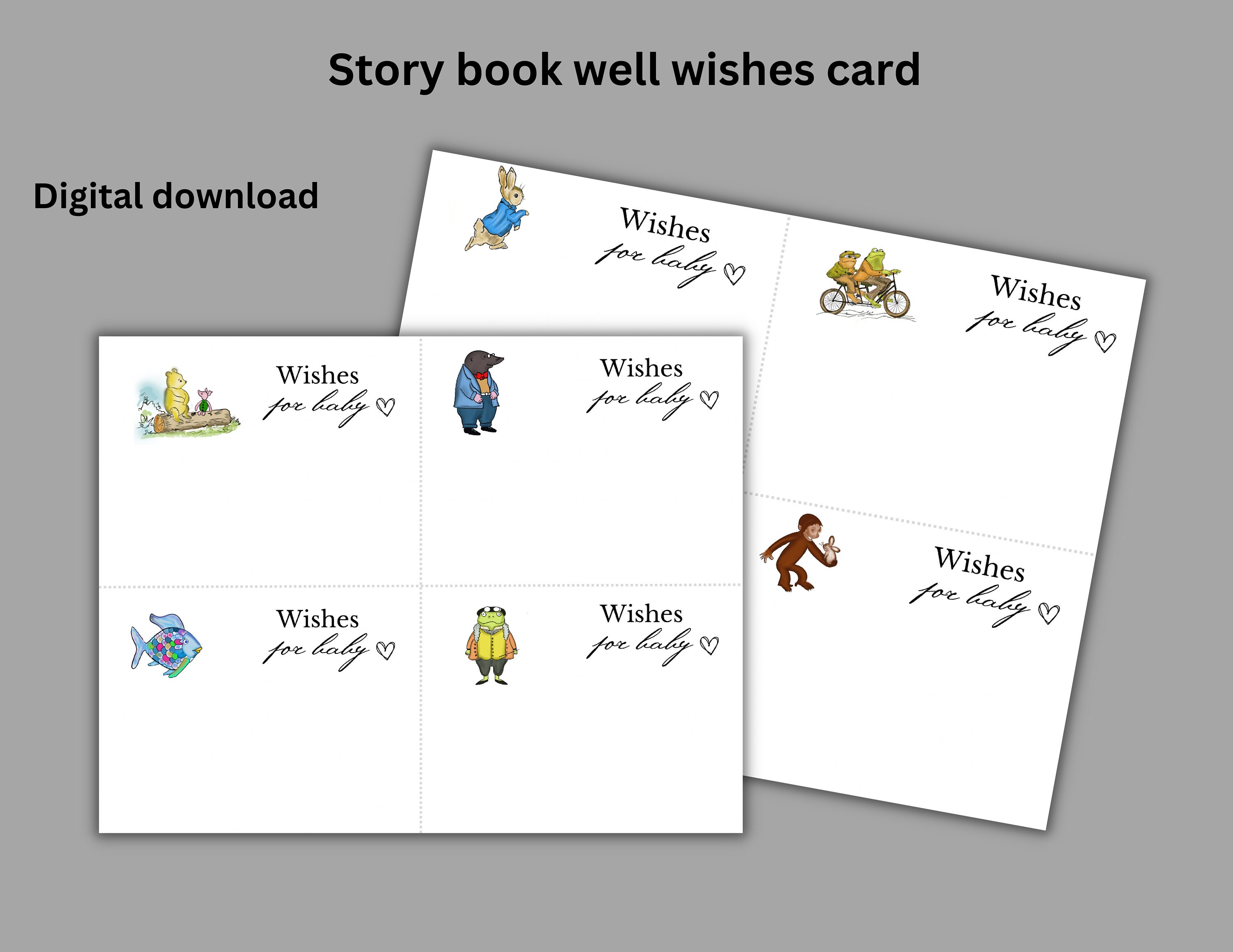 Digital Download Storybook Baby Shower Well Wishes Cards Etsy