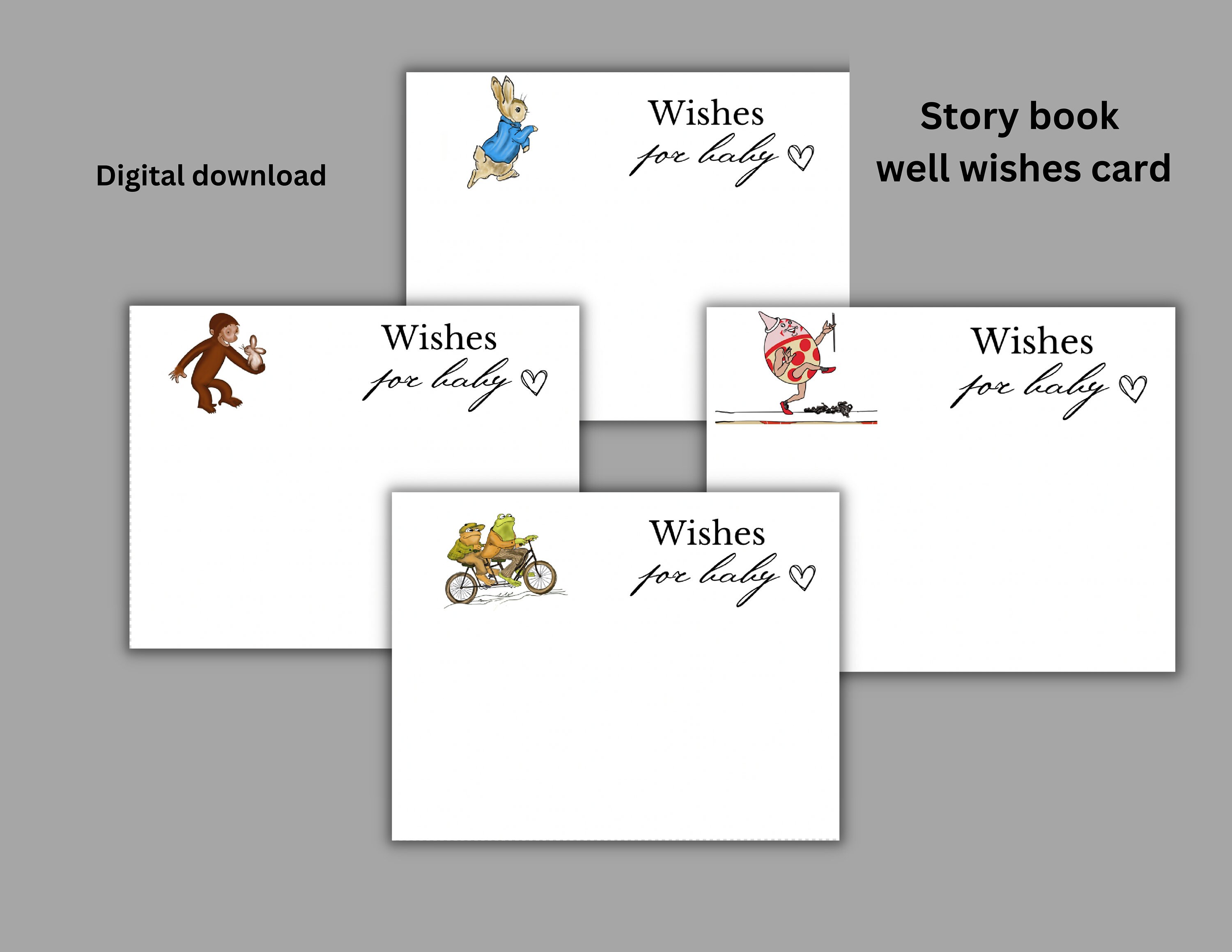 Digital Download Storybook Baby Shower Well Wishes Cards Etsy