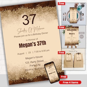 Editable Shades of Melanin Birthday Dinner Invitation, Shades of Brown, Agate Birthday Invitation, Printable/Text Invite Welcome Sign,Menu
