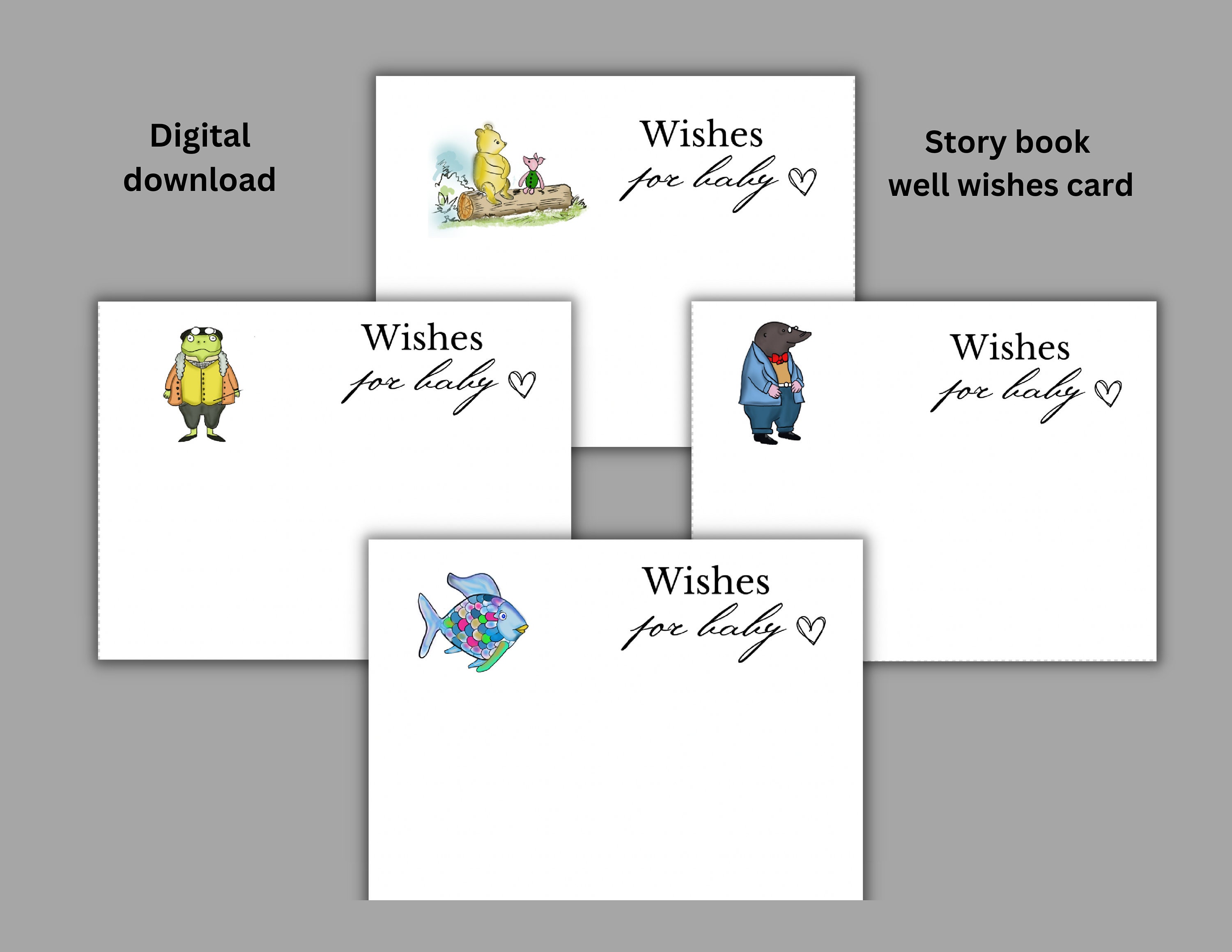 Digital Download Storybook Baby Shower Well Wishes Cards Etsy