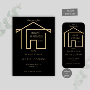 Editable House Warming  Invitation, House Warming Party, Modern, Minimalist, Printable or Text Invite  Listing Audit See on Etsy