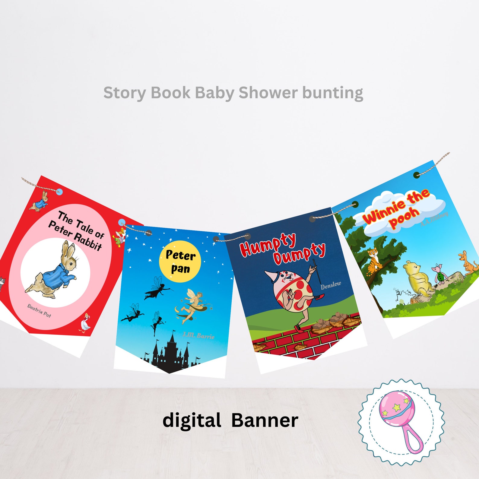 STORYBOOK BABY SHOWER Bunting//printable Storybook Banner//instant ...