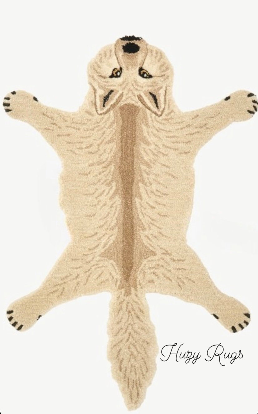 Wolf Skin Rug Woozy Wolf Skin Hand-tufted 100% Wool Handmade - Etsy