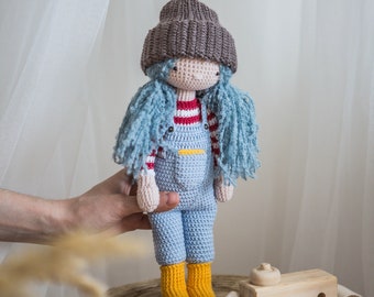 Cute doll with blue hair