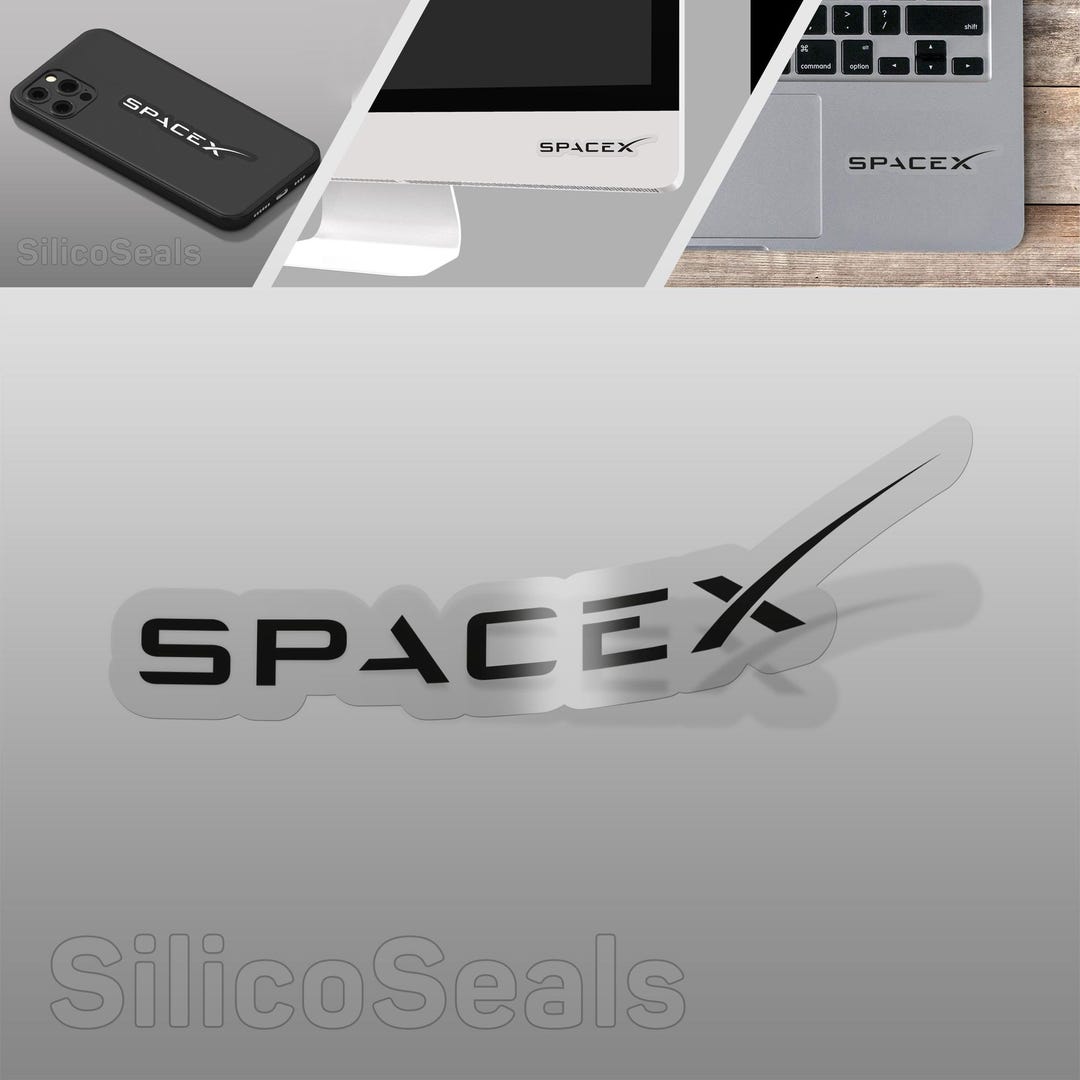 Spacex Logo Sticker Clear Transparent Vinyl Space Black White - Etsy